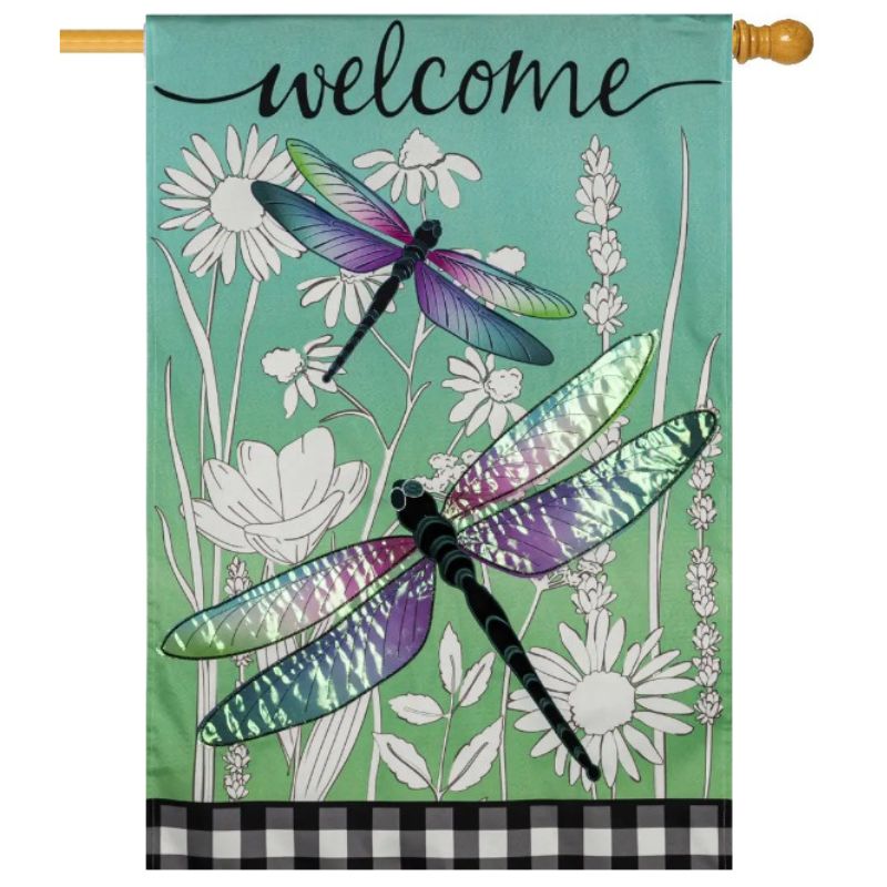 Dragonfly & Wildflowers House Flag